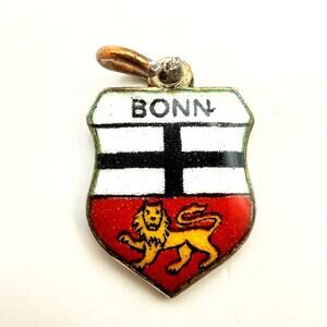 Vtg Antiko 800 Silver Bonn Germany Enamel Souvenir Charm Coat of Arms Heraldic